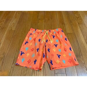Maamgic Boys Orange Cactus Print Swim Trunks Board Shorts Size 14/16 XL